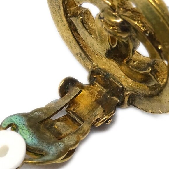 Chanel Gold Button Earrings Clip-On Rhinestone - Picture 4 of 4